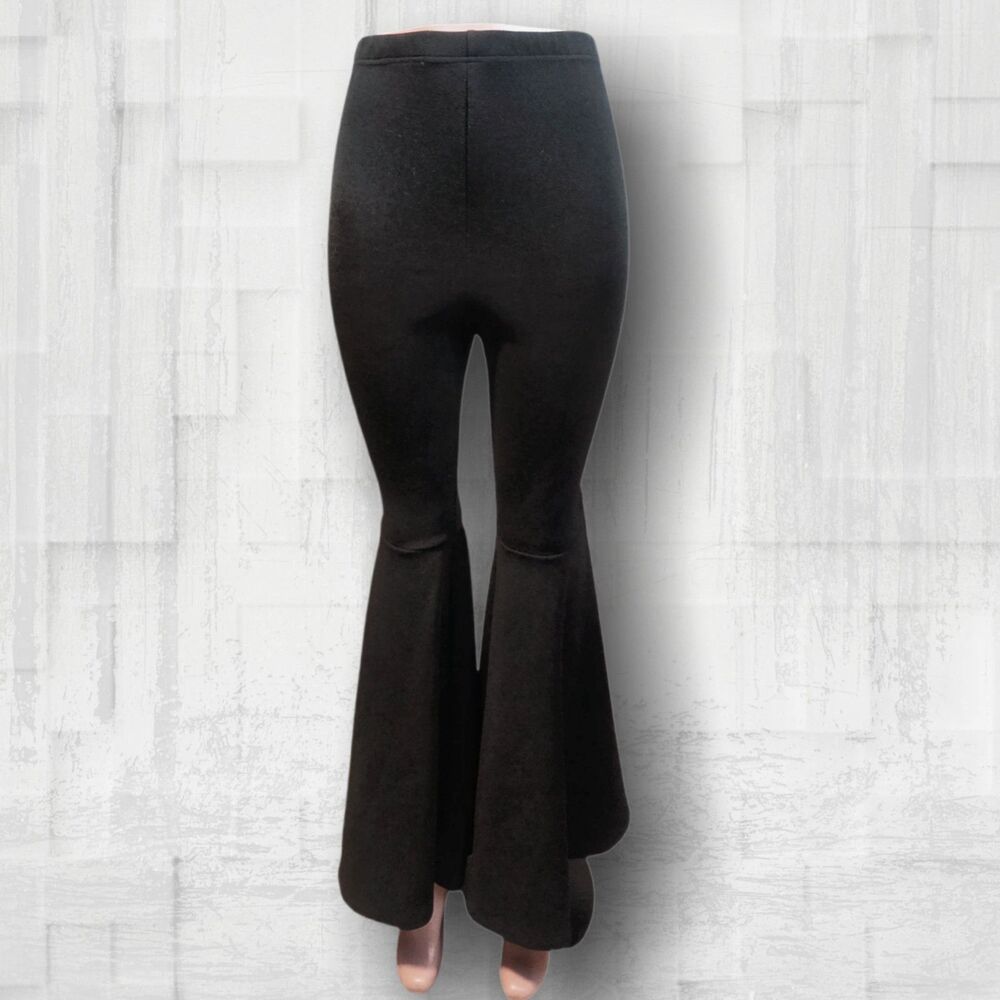 Plus Size 3X 4X Extreme Fit Flare Bell Bottoms Black High Waist Pants